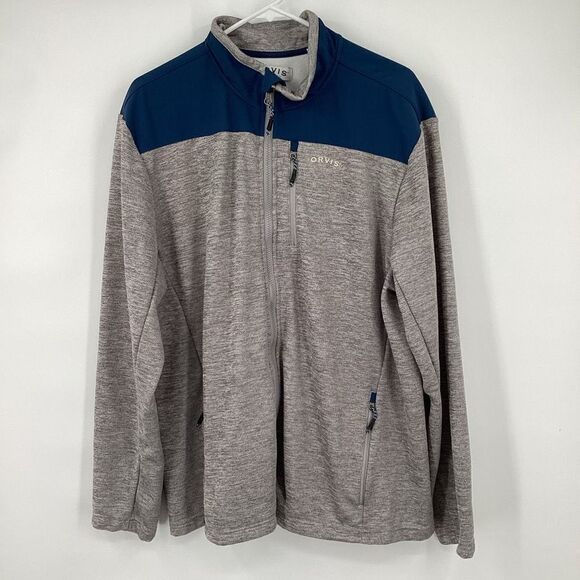 Mens Orvis Bonded Mesh Hybrid 1/4 zip pullover‎ Gray/navy XL - Picture 1 of 8